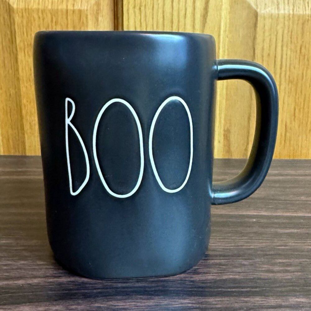 Rae Dunn BOO Halloween Black Ceramic Coffee Mug 16oz Microwave/Dishwasher Safe